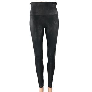 Spanx Women's Black Faux Leather Vegan Stretch Skinny Leggings Pants Size L